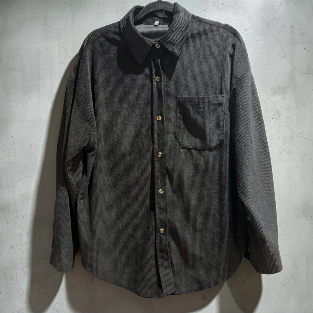 Black Corduroy Button-Up Shirt Oversized Fit Size Small & Medium Nwot